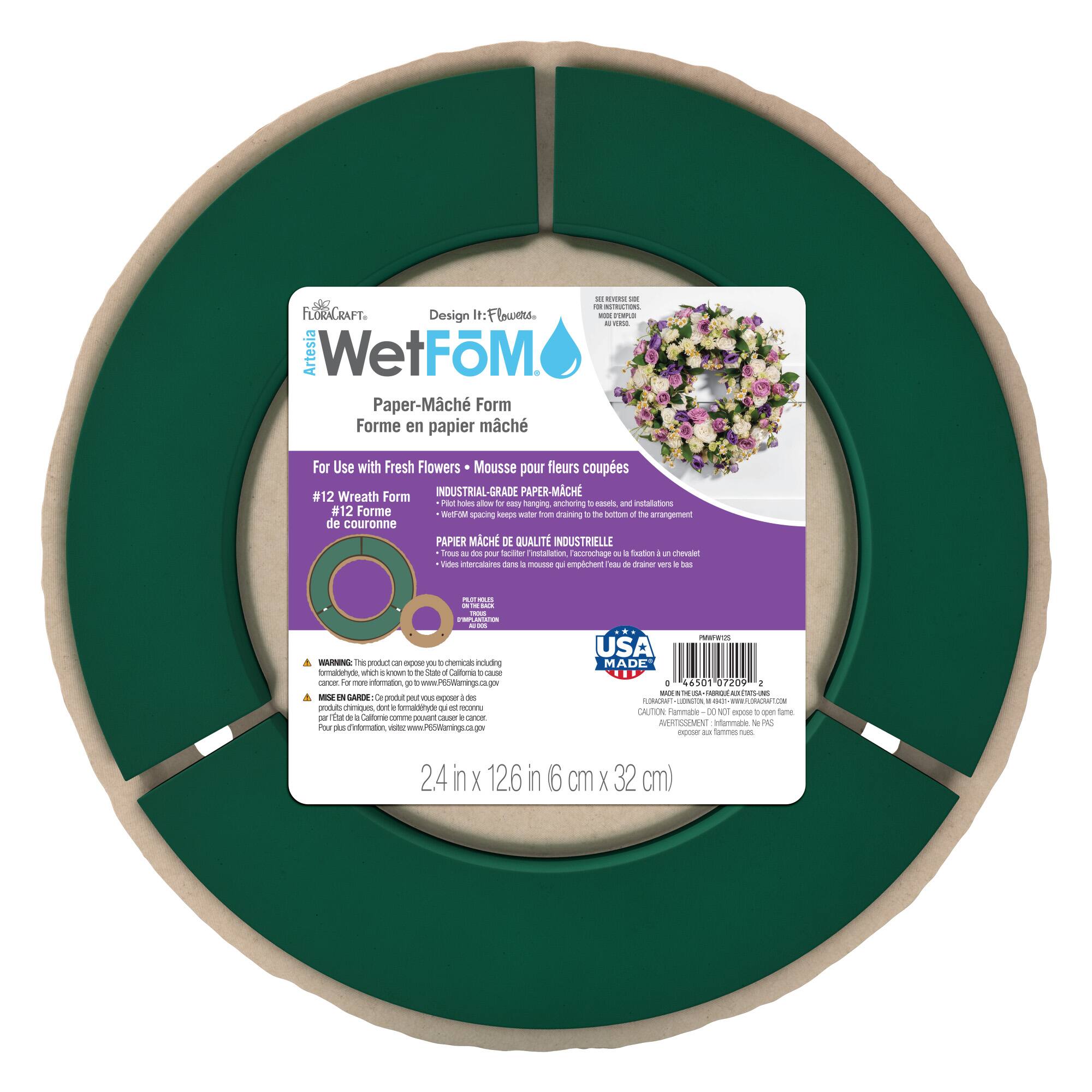 FloraCraft® 12.5" Green Artesia WetFōM® Paper Mache Wreath Form
